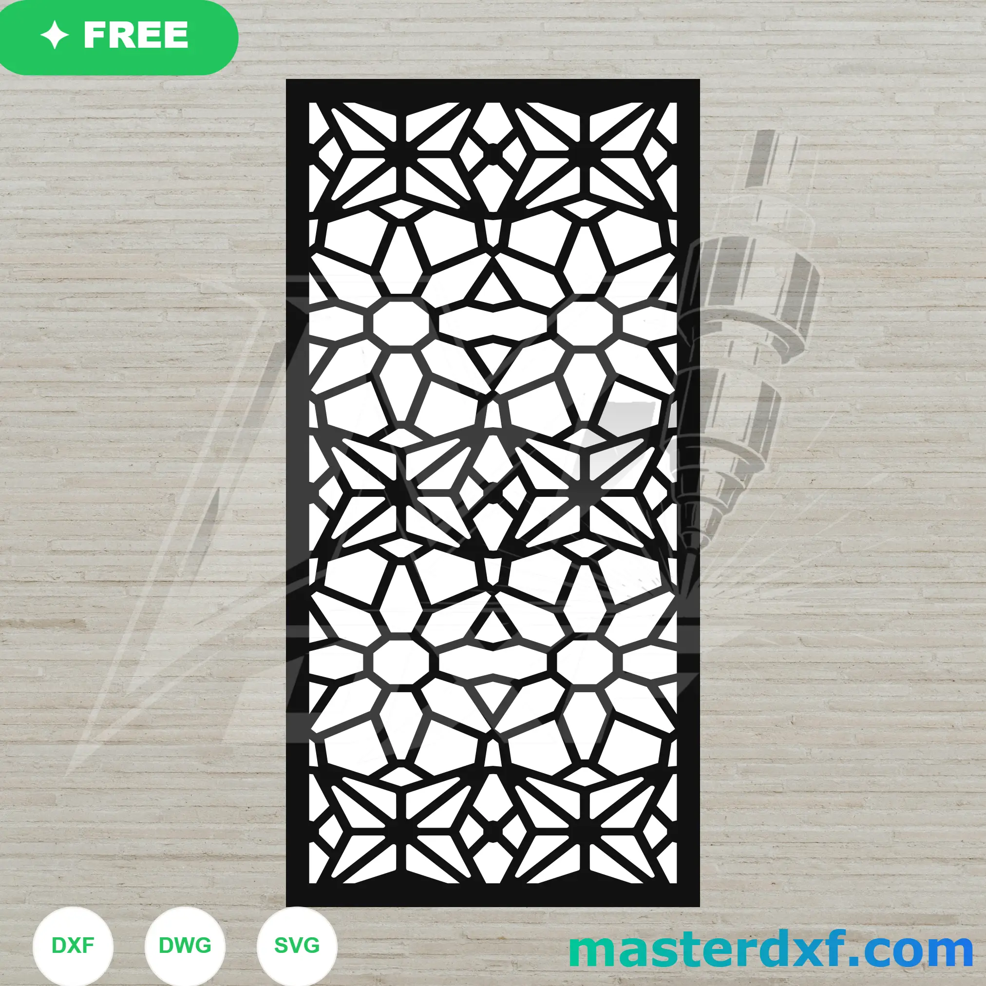 Geometric Star Hexagon DXF Mosaic for Precision-Cut Screens DXF File